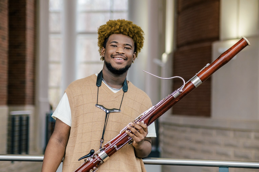 Avery Beckham with his bassoon